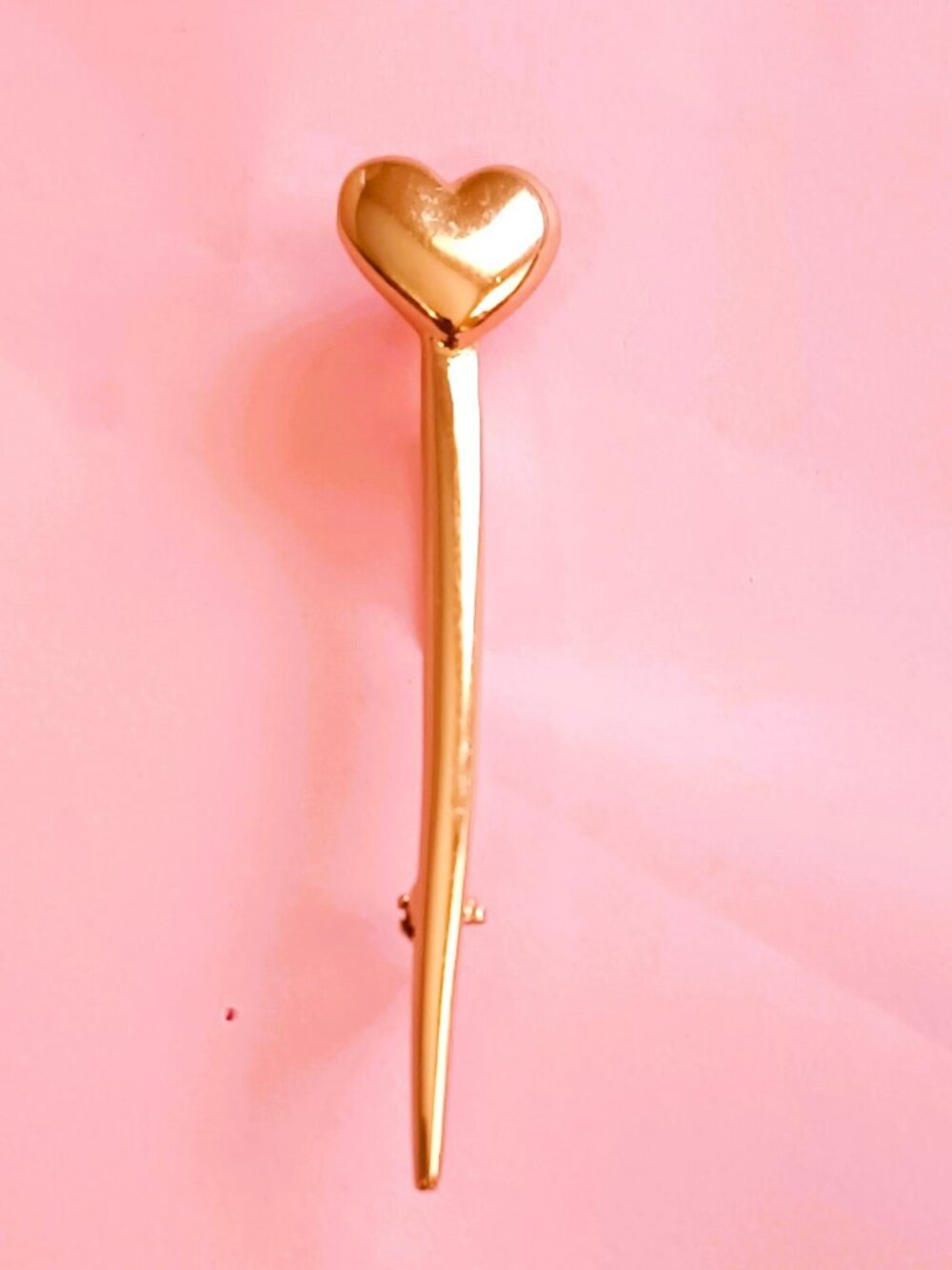 Vendome by Coro Heart Brooch Gold Tone Long Pin